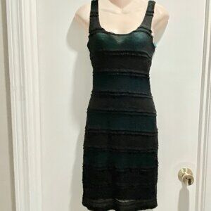 Aqua Whimsigoth Fairy Grunge Bohemian Lace Deep Square Neck Fitted Midi Dress S